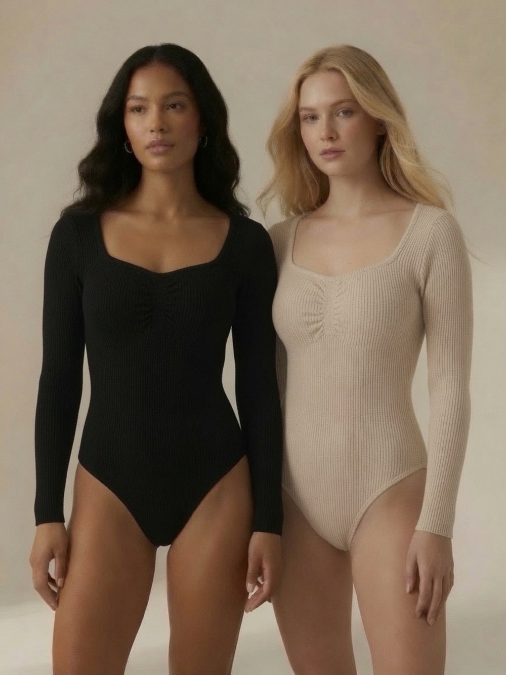 Ribbed Square Neck Long Sleeve Bodysuit – Women’s Size Medium